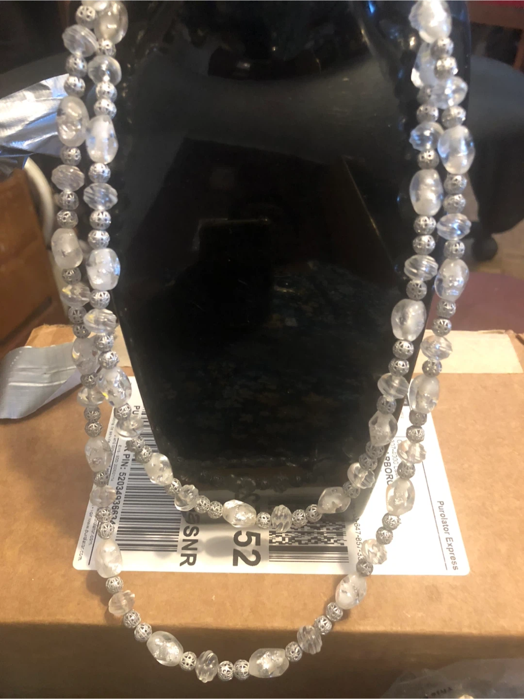 Clear and Silver Beaded Necklace - photo 2