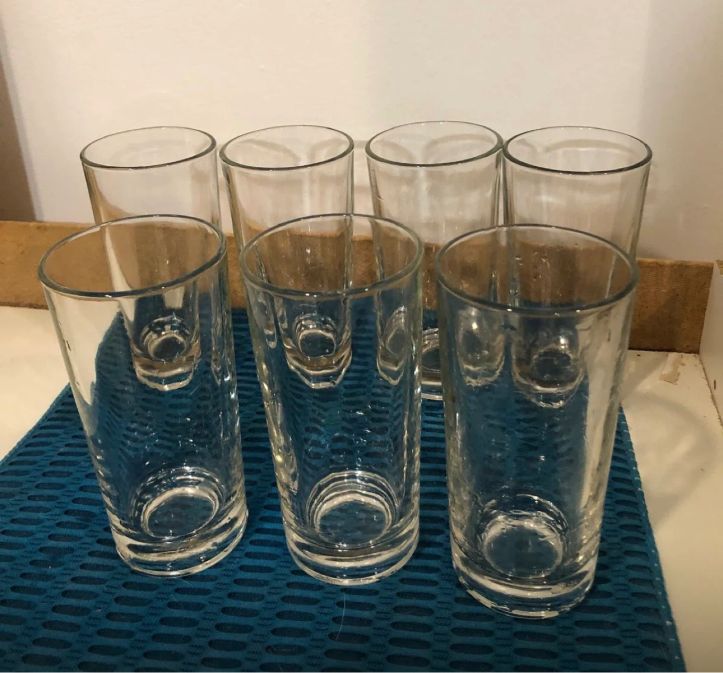 Set of 7 Clear Drinking Glasses