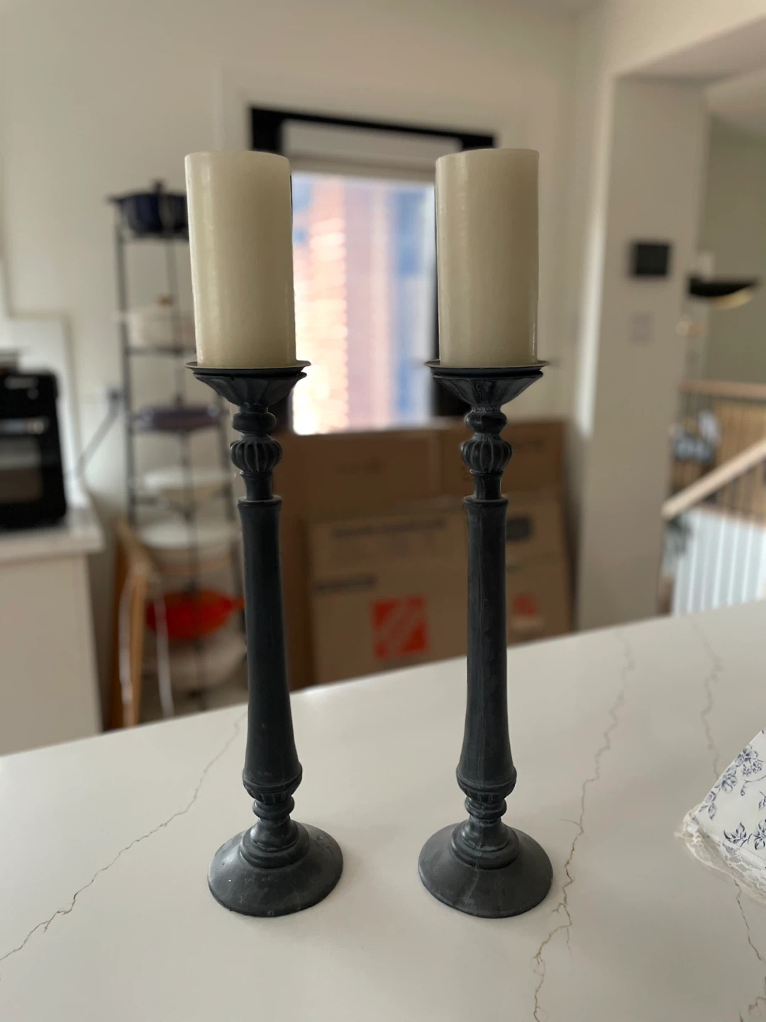 Set of 2 Tall Black Candlesticks