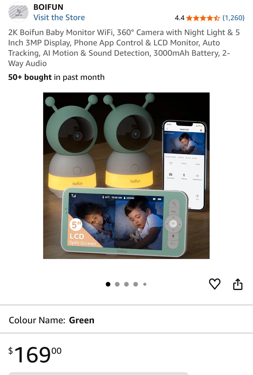 Boifun Baby Monitor WiFi, 360° Camera Sealed Box