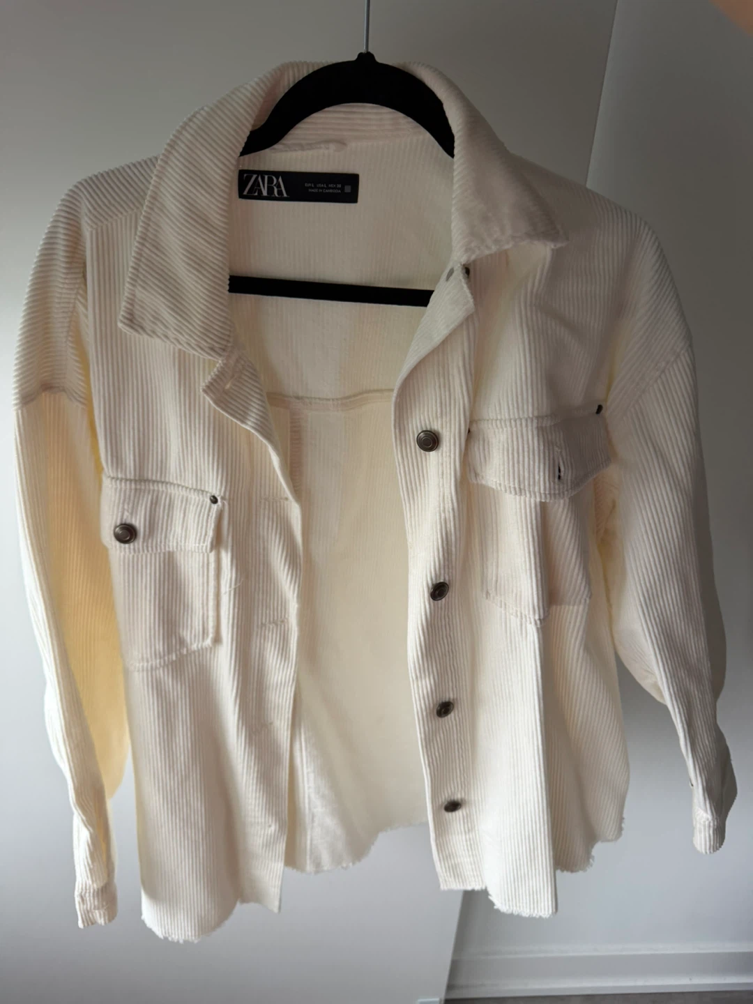 ZARA Cream Corduroy Overshirt - Size Medium