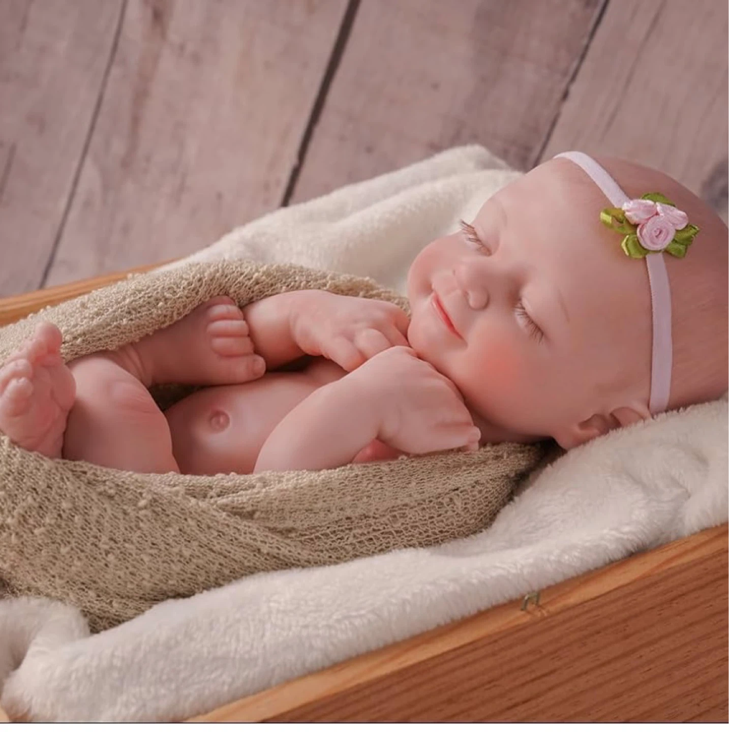 Realistic Newborn Baby Doll with Headband