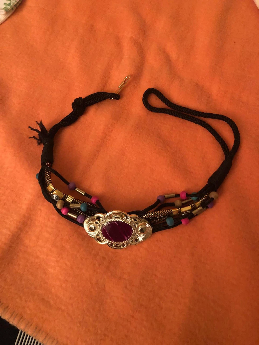 Boho Beaded belt with Purple Gem Accent