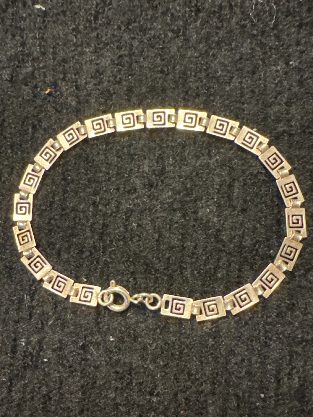 Silver sterling bracelet with Greek key pattern
