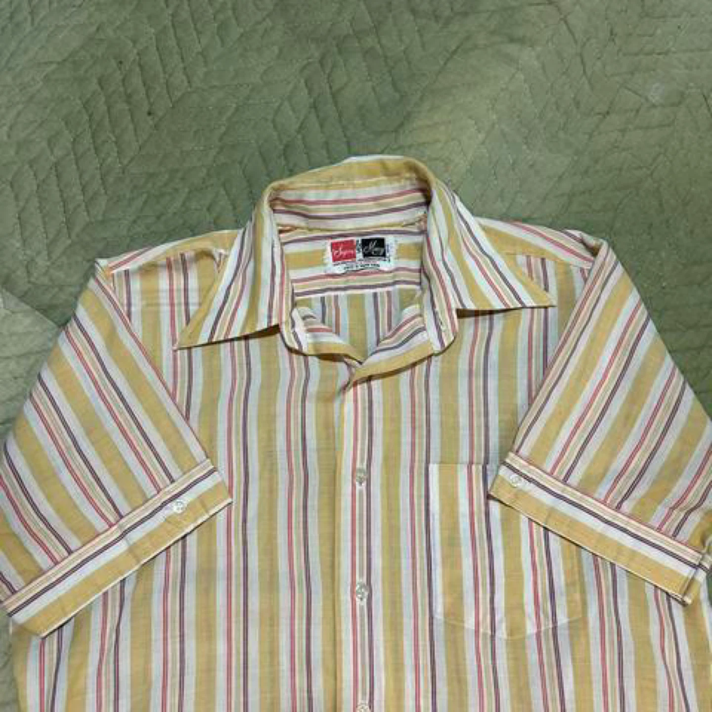 JCPenney Striped Short Sleeve Button-Up Shirt
