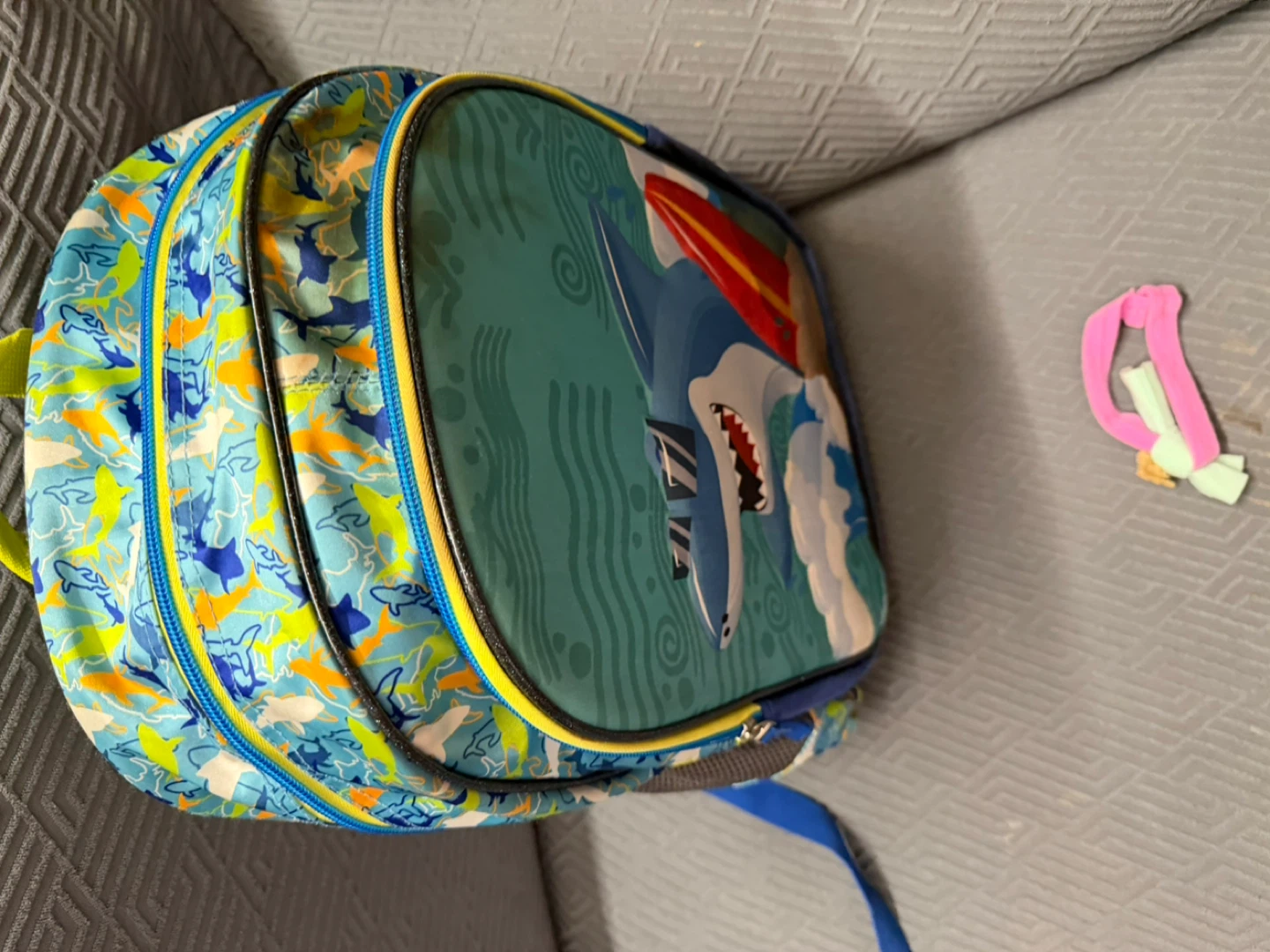 Kids' backpack with shark and surfboard design - photo 3
