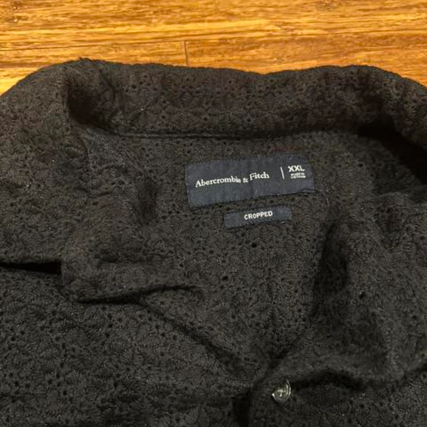 Abercrombie & Fitch Black Cropped Lace Shirt XXL