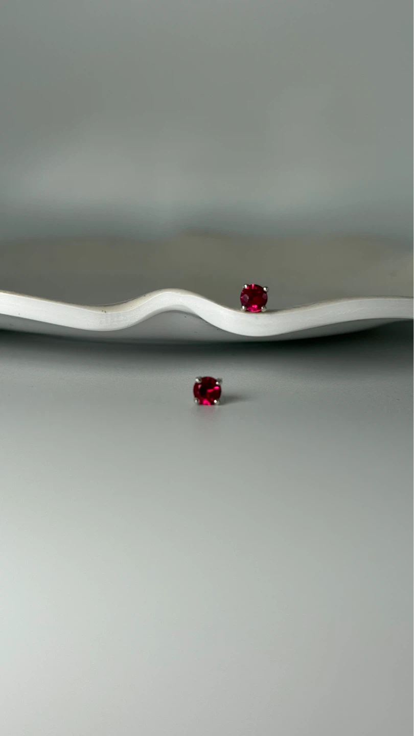 Ruby Red Stud Earrings - photo 2