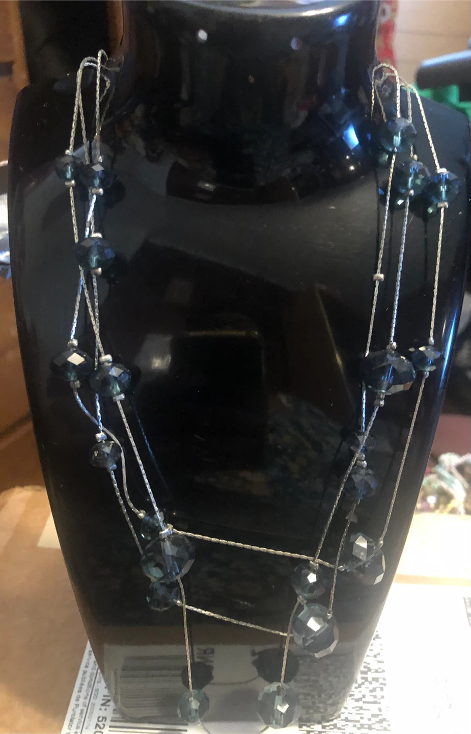 Multi-strand blue faceted bead necklace - photo 3