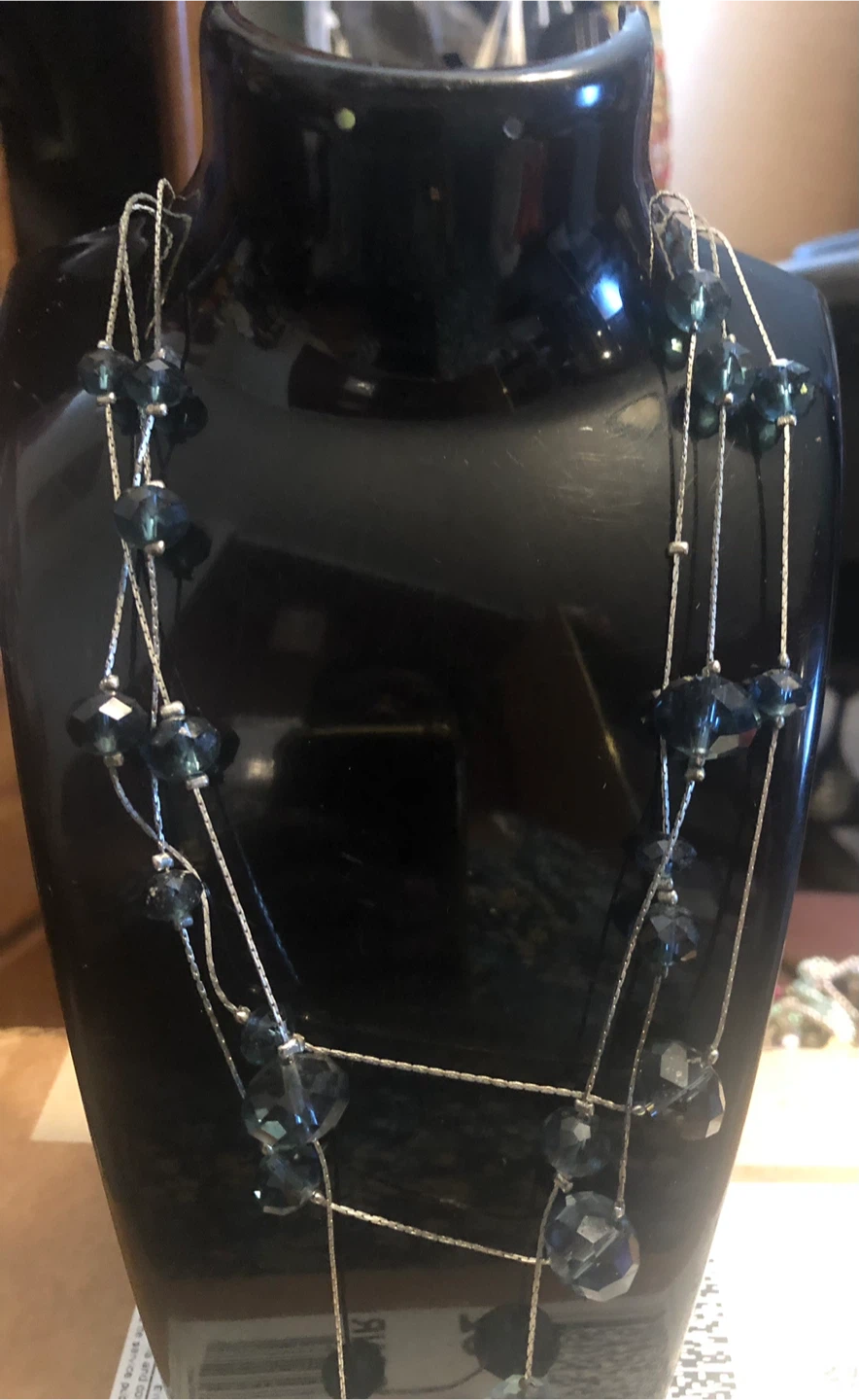 Multi-strand blue faceted bead necklace - photo 2