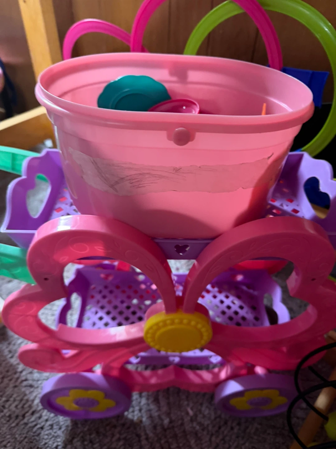 Pink Toy Tea Set in Wagon