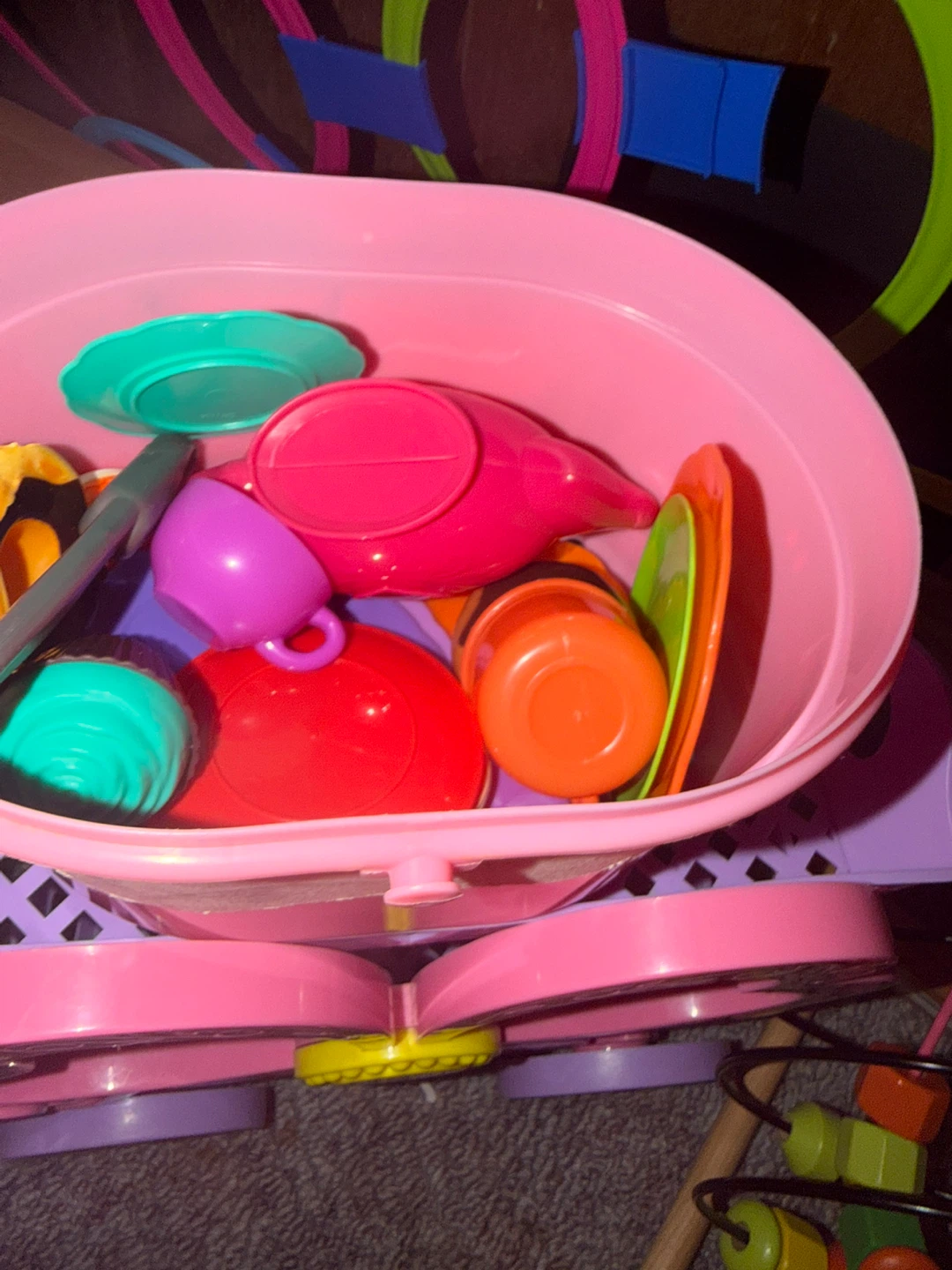 Pink Toy Tea Set in Wagon - photo 2