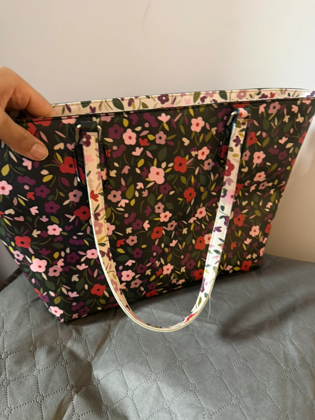 Kate Spade Floral Tote Bag and Striped Wristlet