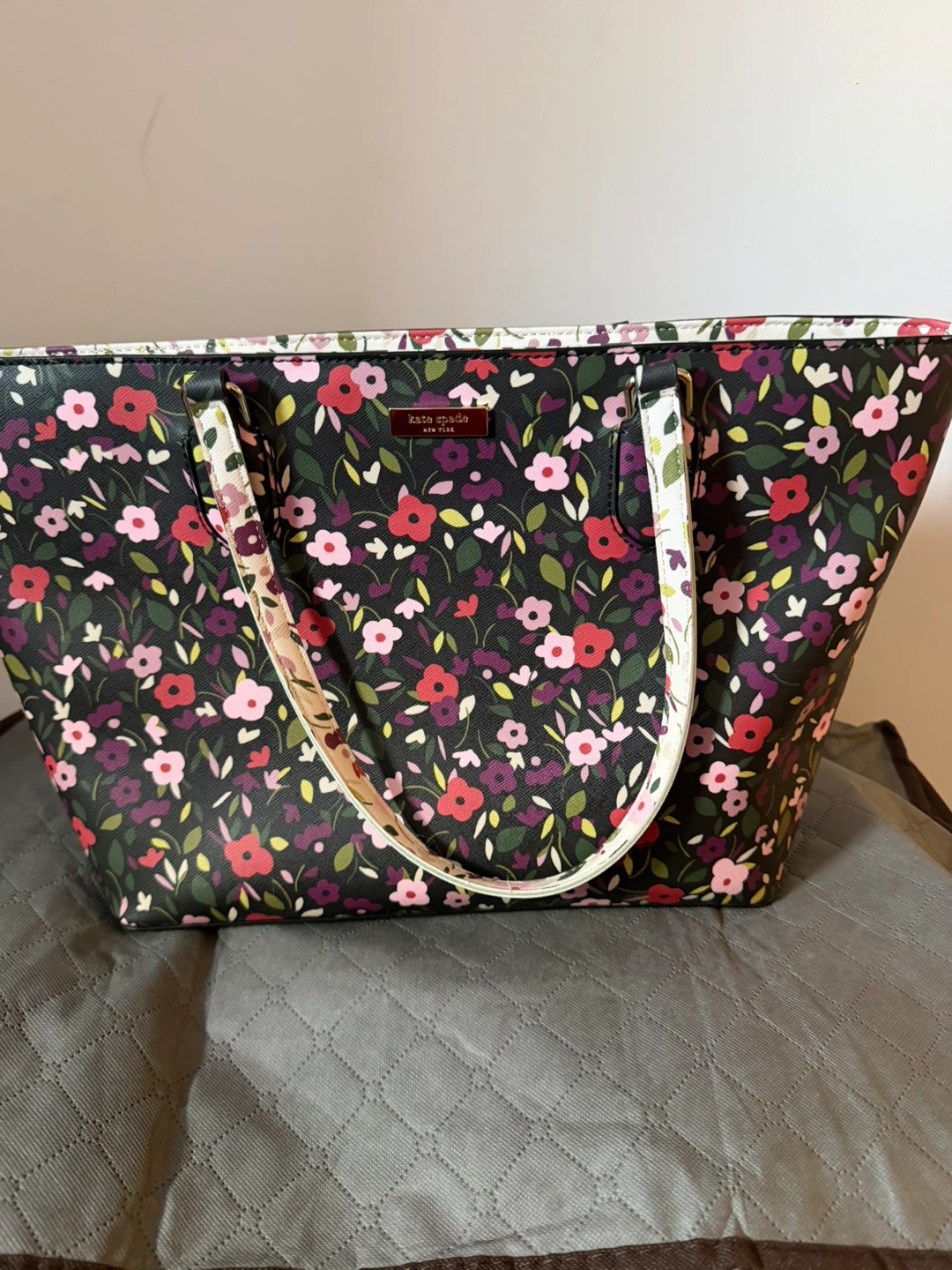 Kate Spade Floral Tote Bag and Striped Wristlet - photo 3