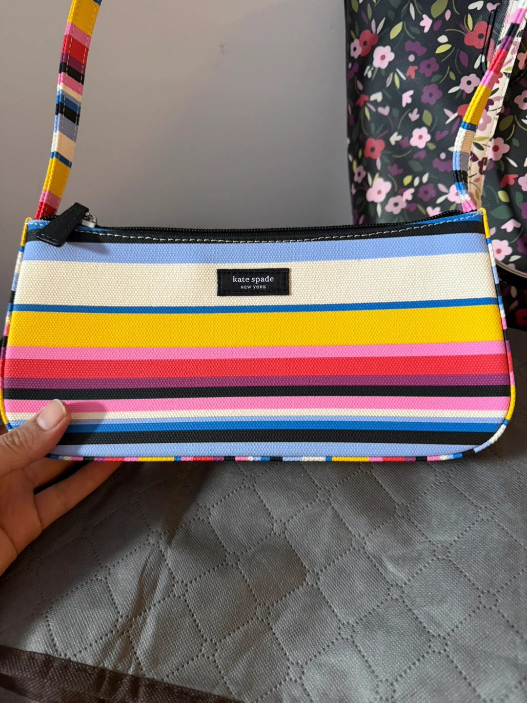 Kate Spade Floral Tote Bag and Striped Wristlet - photo 4