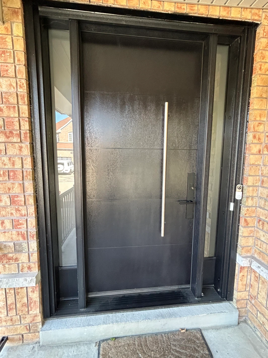 Modern Black Entry Door Fibre glass with Sidelight