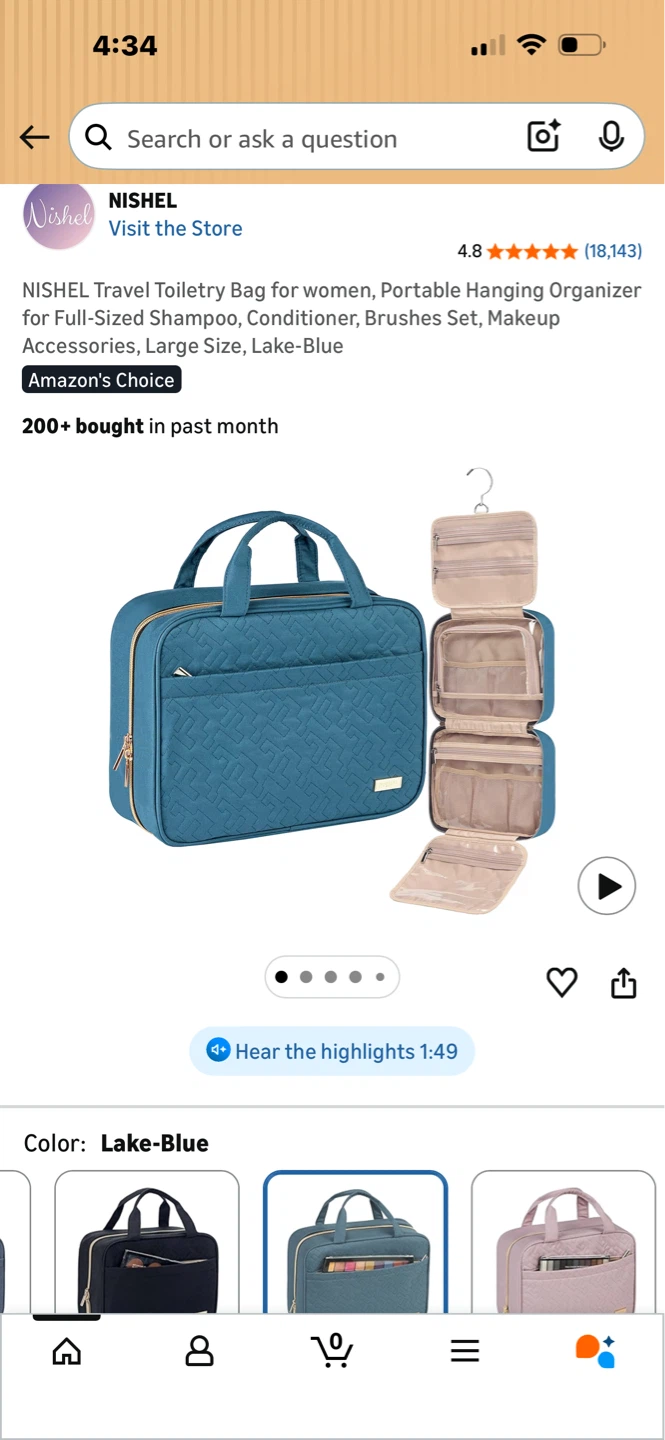 NISHEL Travel Toiletry Bag - Lake-Blue, Large Size - photo 3