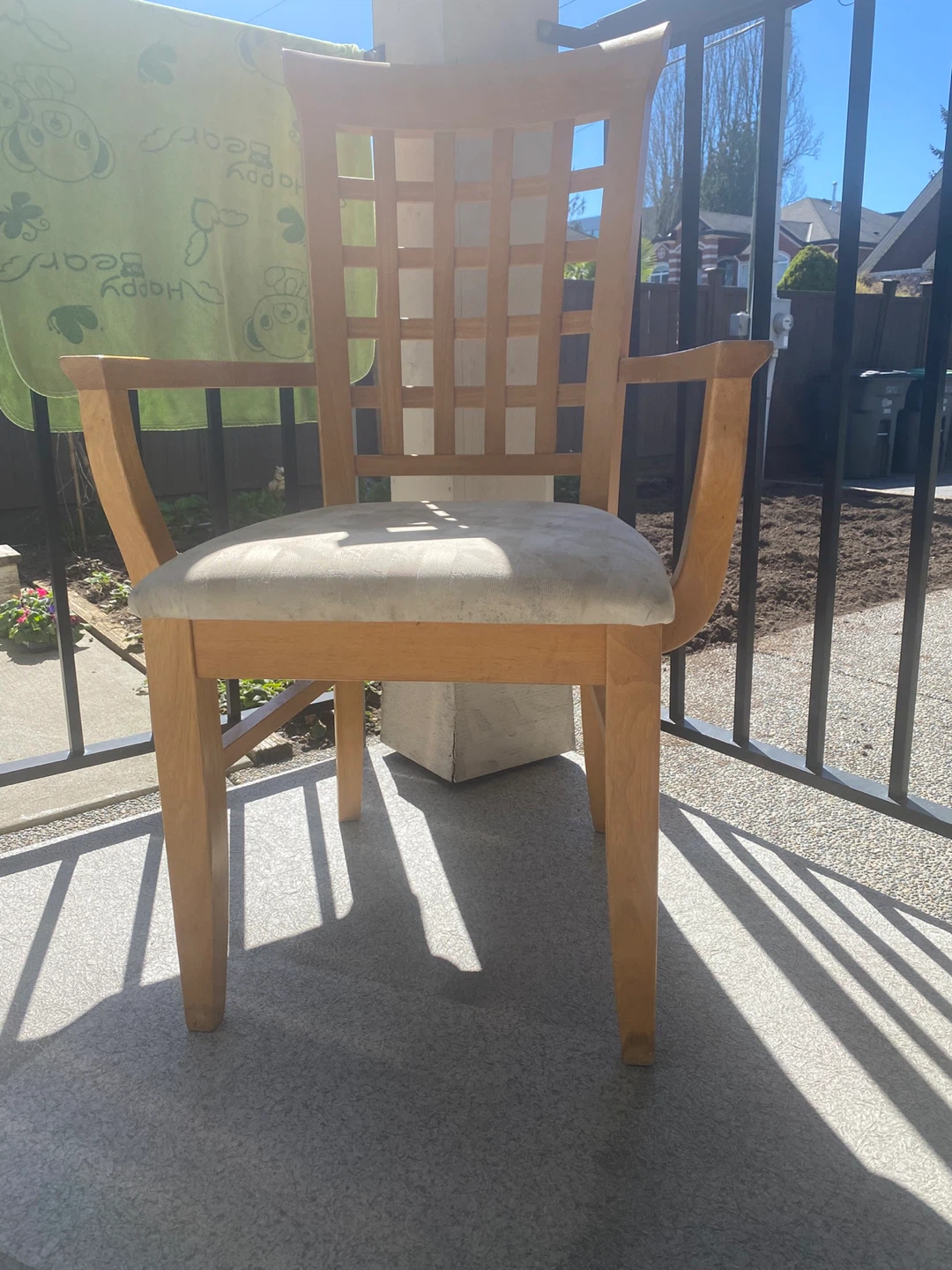 Wooden Armchair with Upholstered Seat