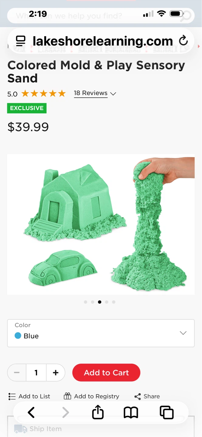 Lakeshore Learning Mold & Play Sensory Sand (Green)