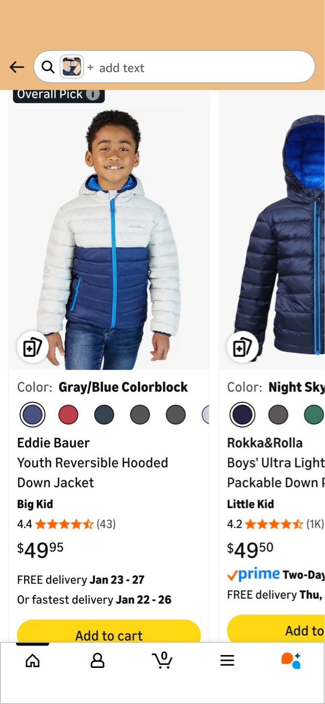 Eddie Bauer Youth ReversibleJacket S-7/8 Gray/Blue Colorblock