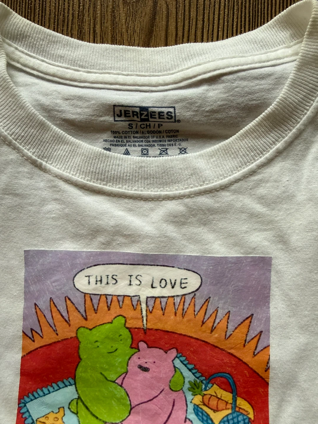 White Graphic Cropped Shirt | Size Small - photo 3