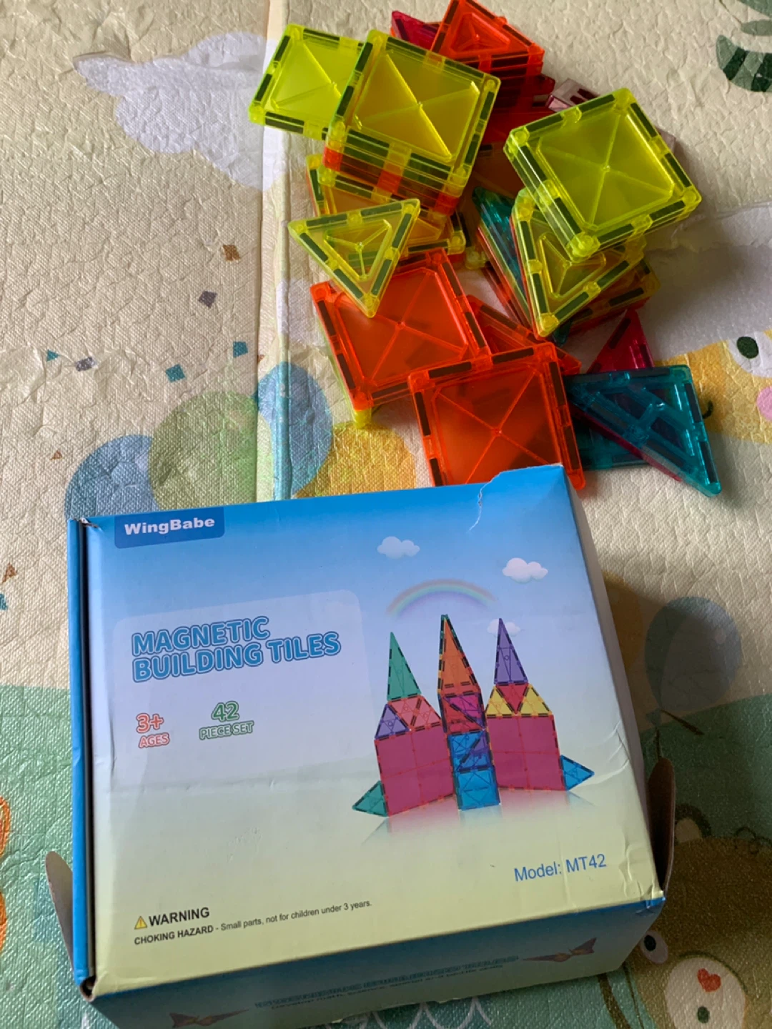 WingBabe Magnetic Building Tiles - 42 Piece Set