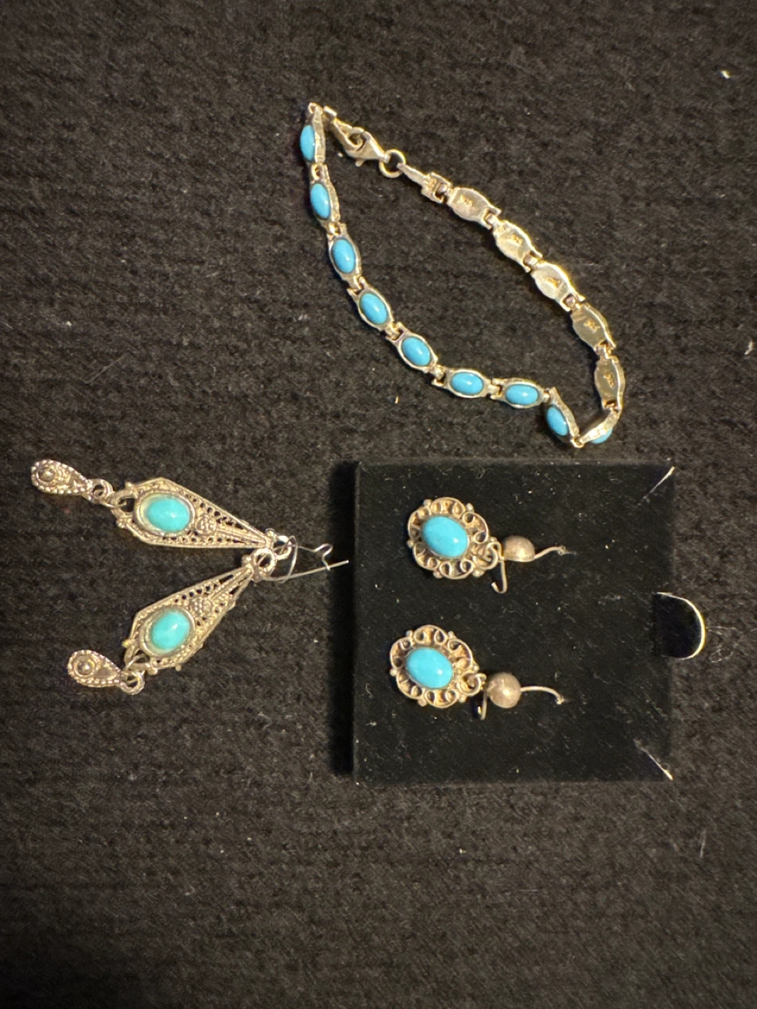Turquoise Bracelet and Earrings Set sterling 925