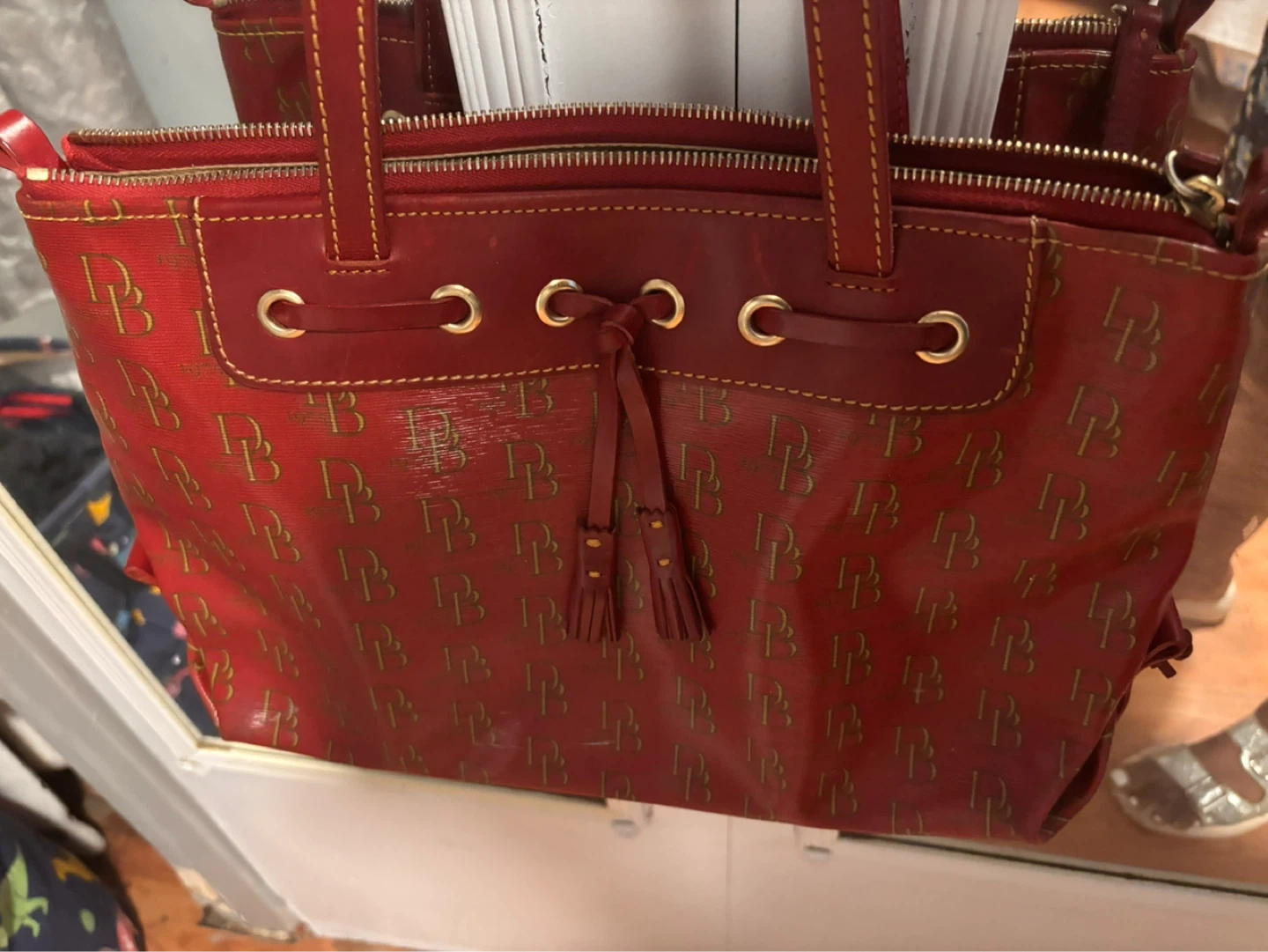 Dooney & Bourke Red Monogram Tote Bag - photo 3