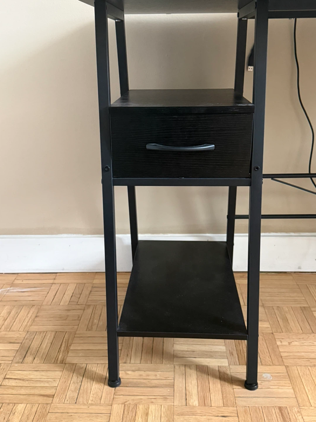 Black Computer Desk with Built-in Outlets and Drawers - photo 3