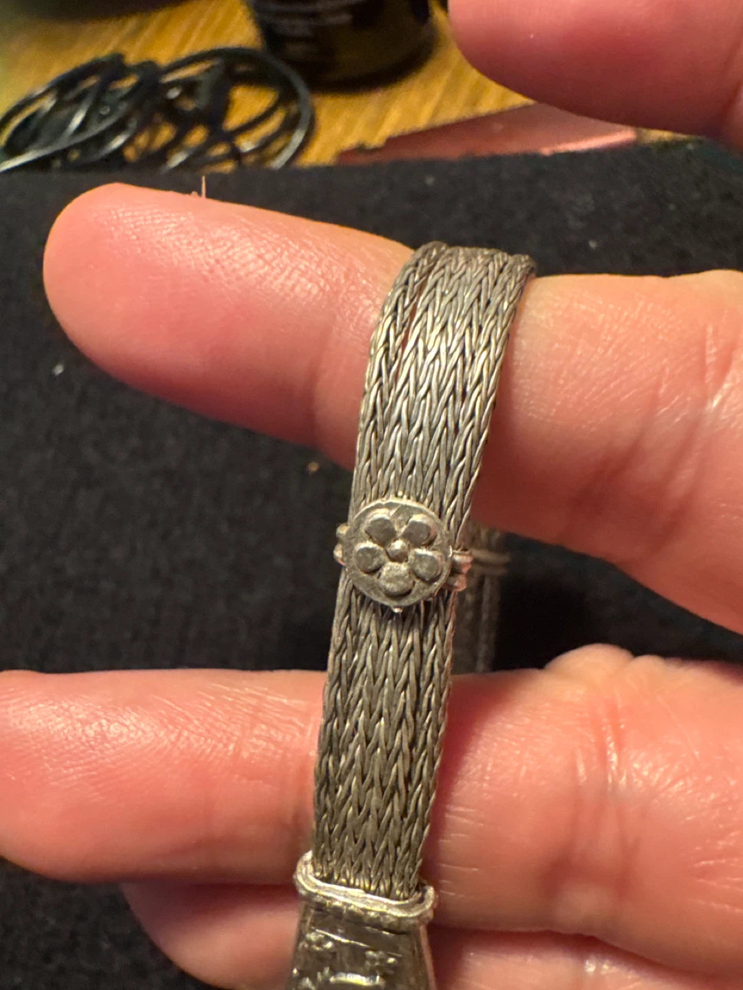 Vintage Silver Tone Filigree Bracelet with Pendants - photo 2