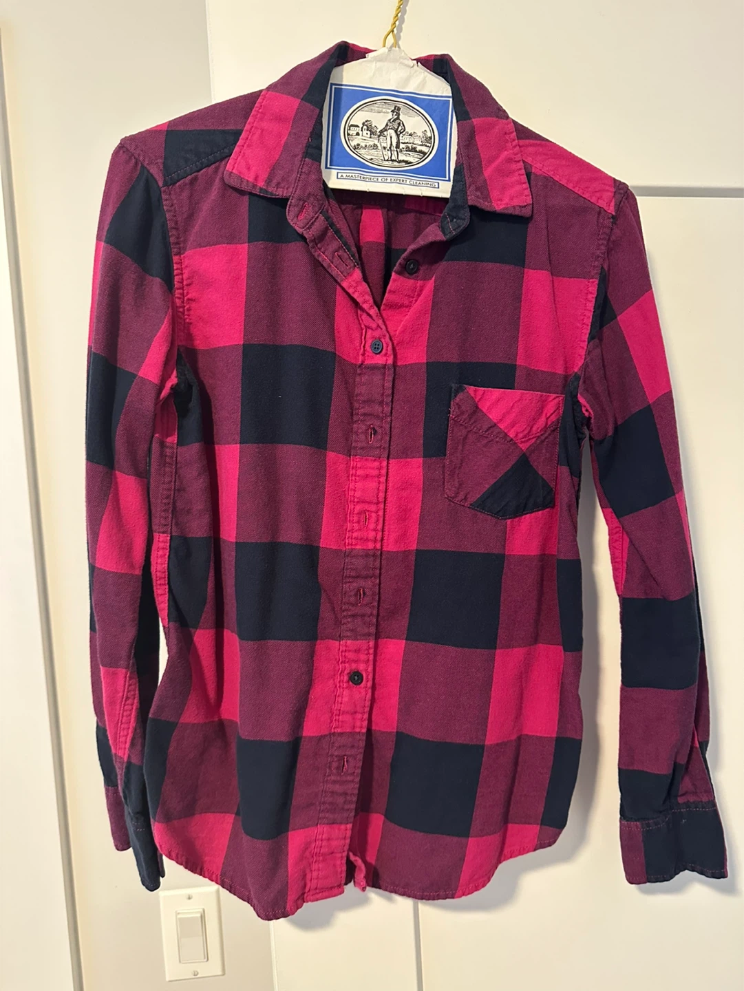 Uniqlo Flannel Plaid Shirt - Pink & Navy Size S