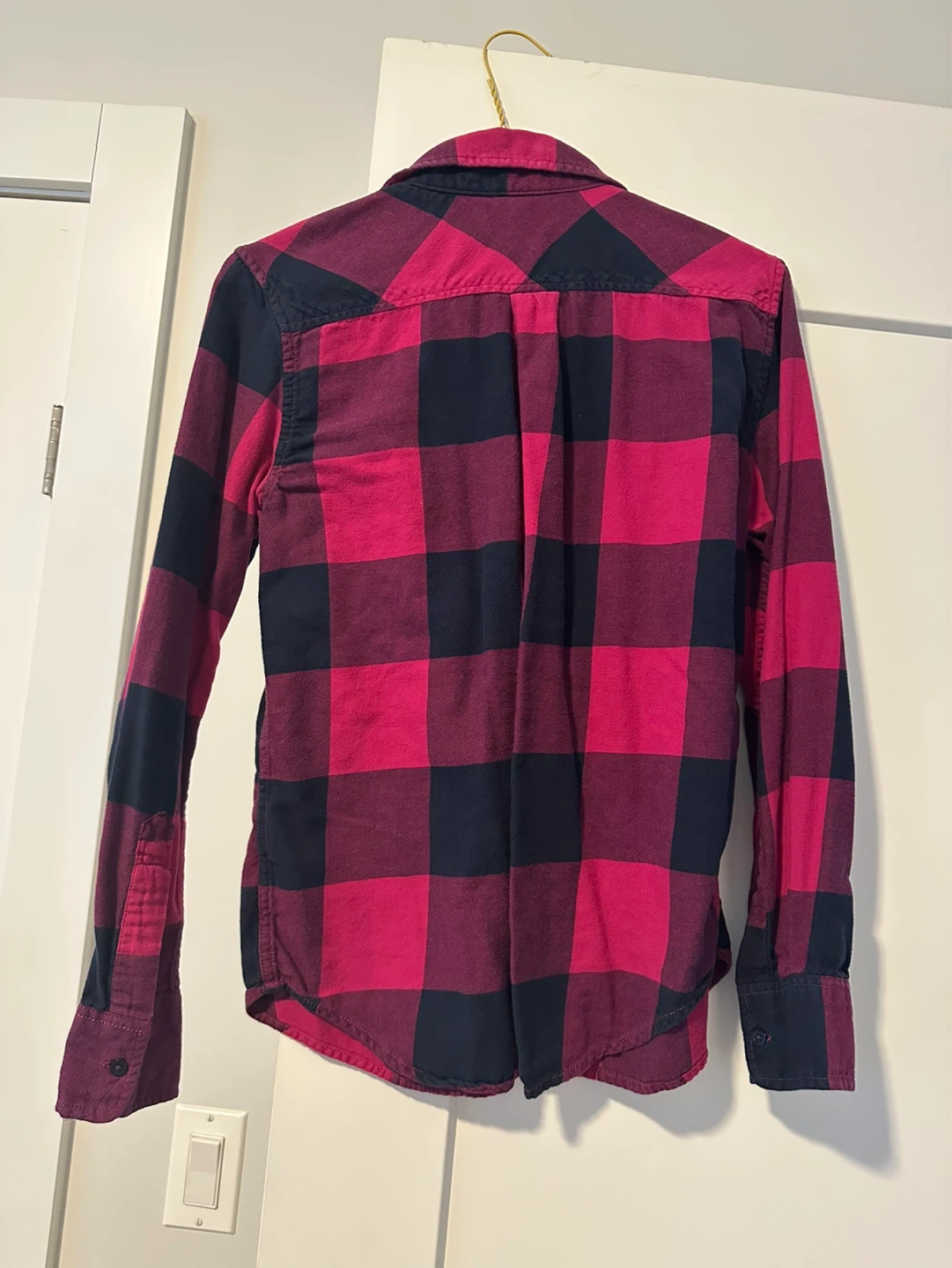 Uniqlo Flannel Plaid Shirt - Pink & Navy Size S - photo 2