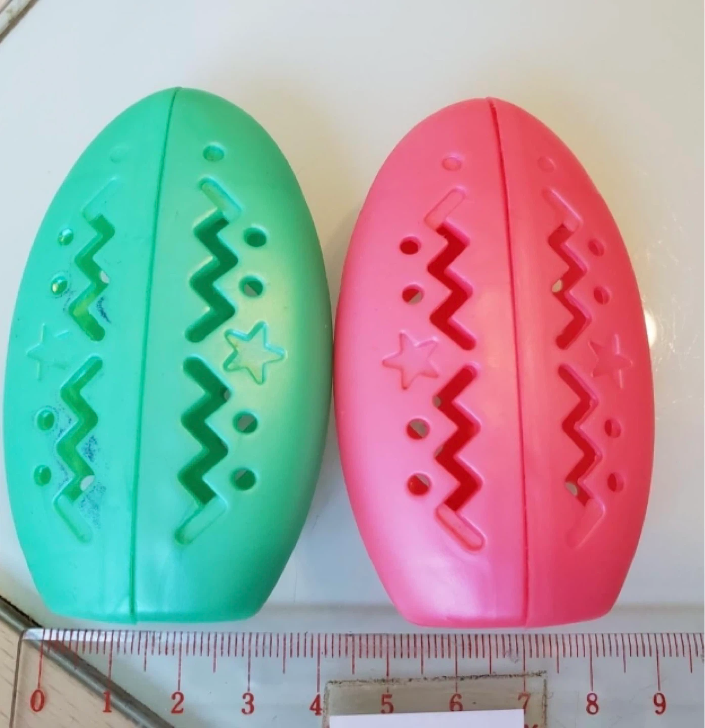 2 Easter Egg Plastic Containers - Pink & Green