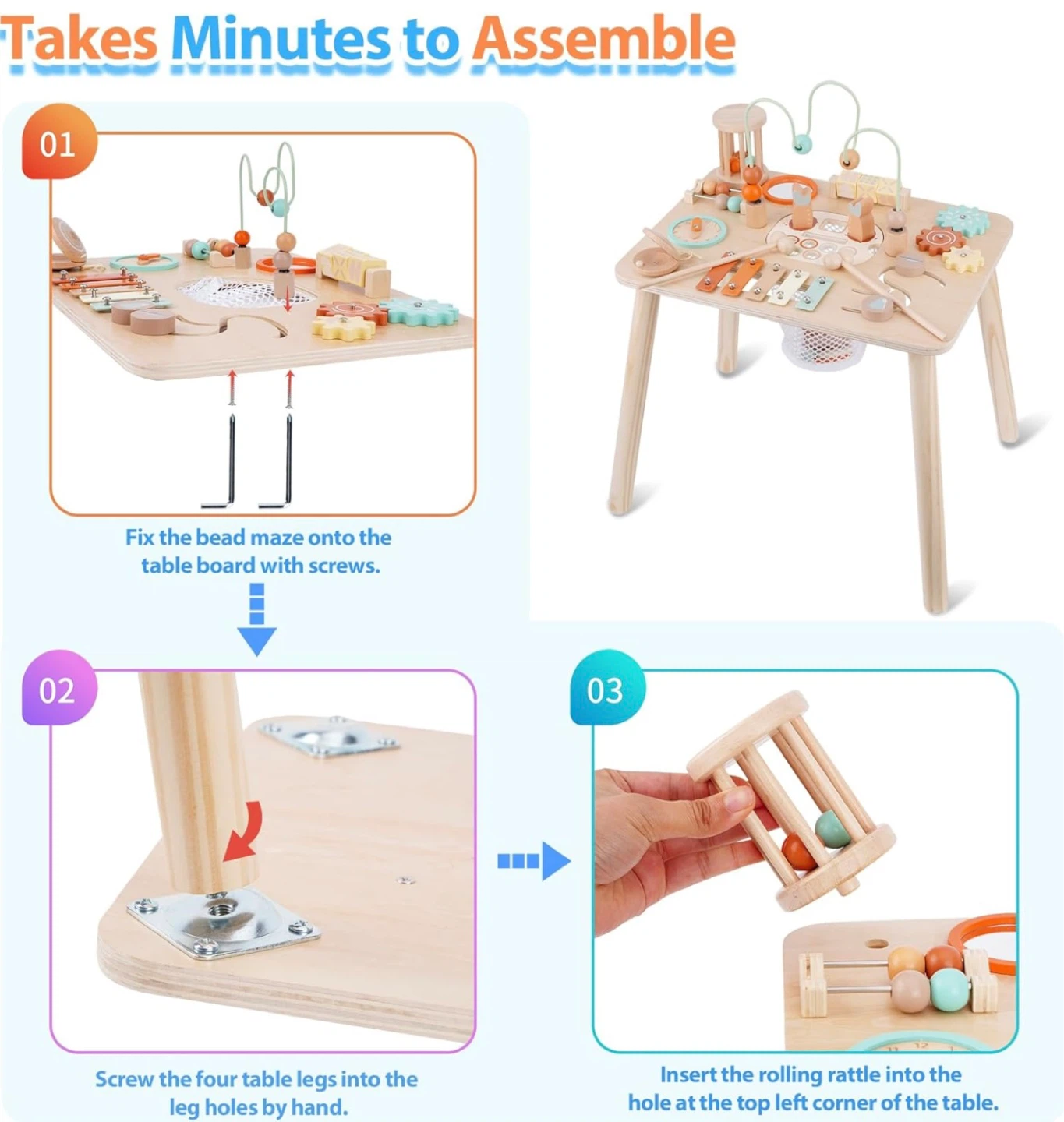 Wooden Activity Table for Toddlers