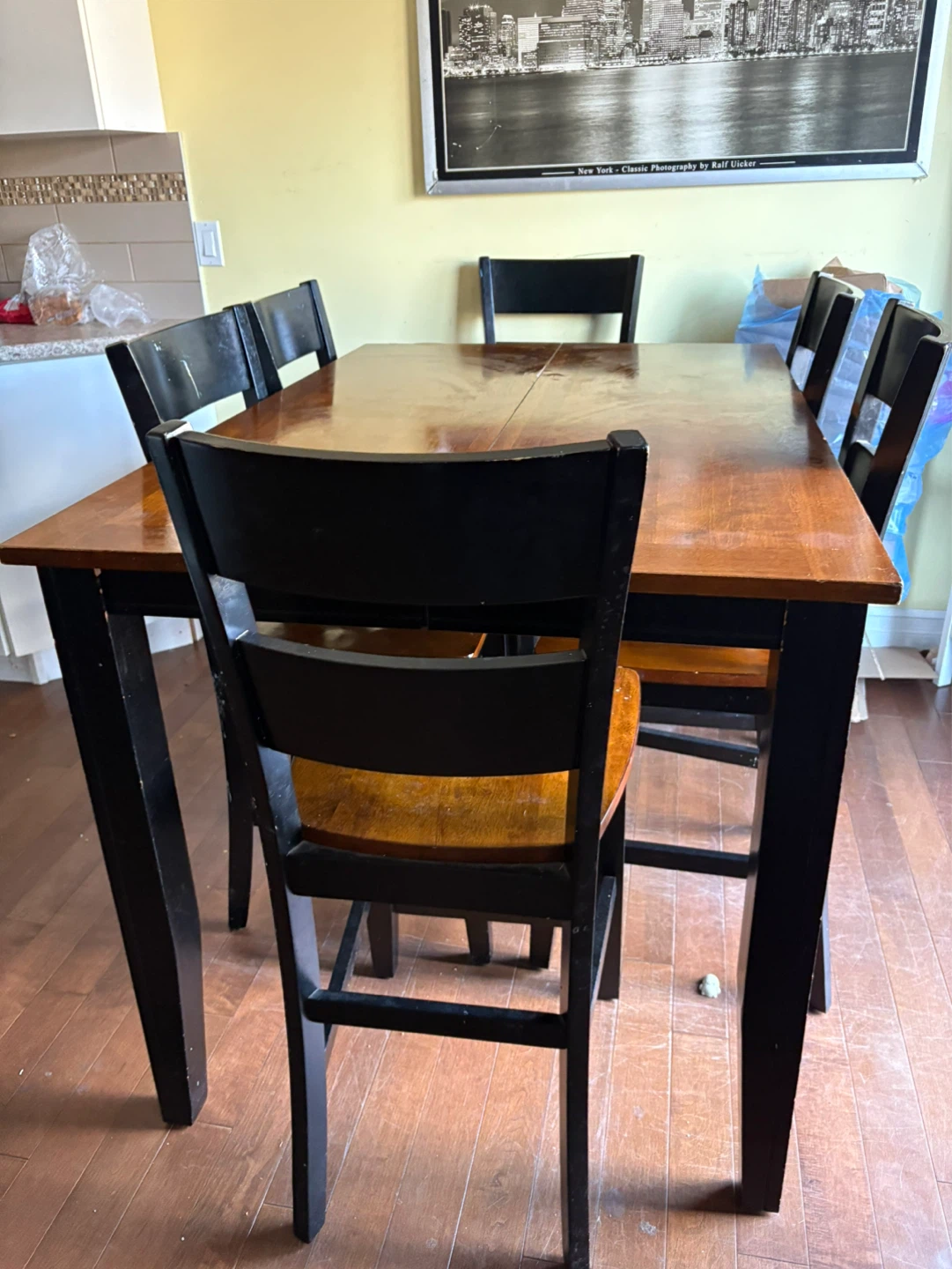 Wooden Dining Table with 6 Chairs