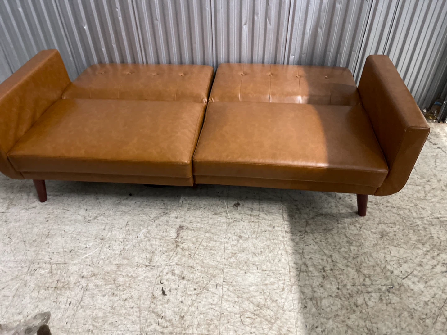 Brown Faux Leather Futon Sofa with dlelivery - photo 2