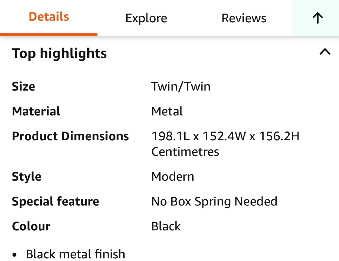 Modern Black Metal Twin/Twin Bunk Bed - photo 4