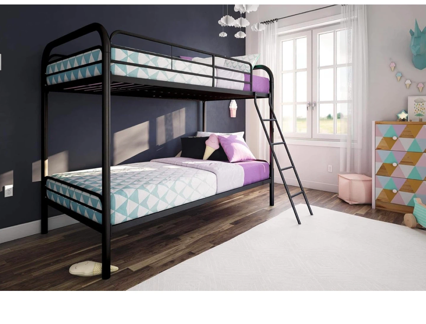 Modern Black Metal Twin/Twin Bunk Bed - photo 2