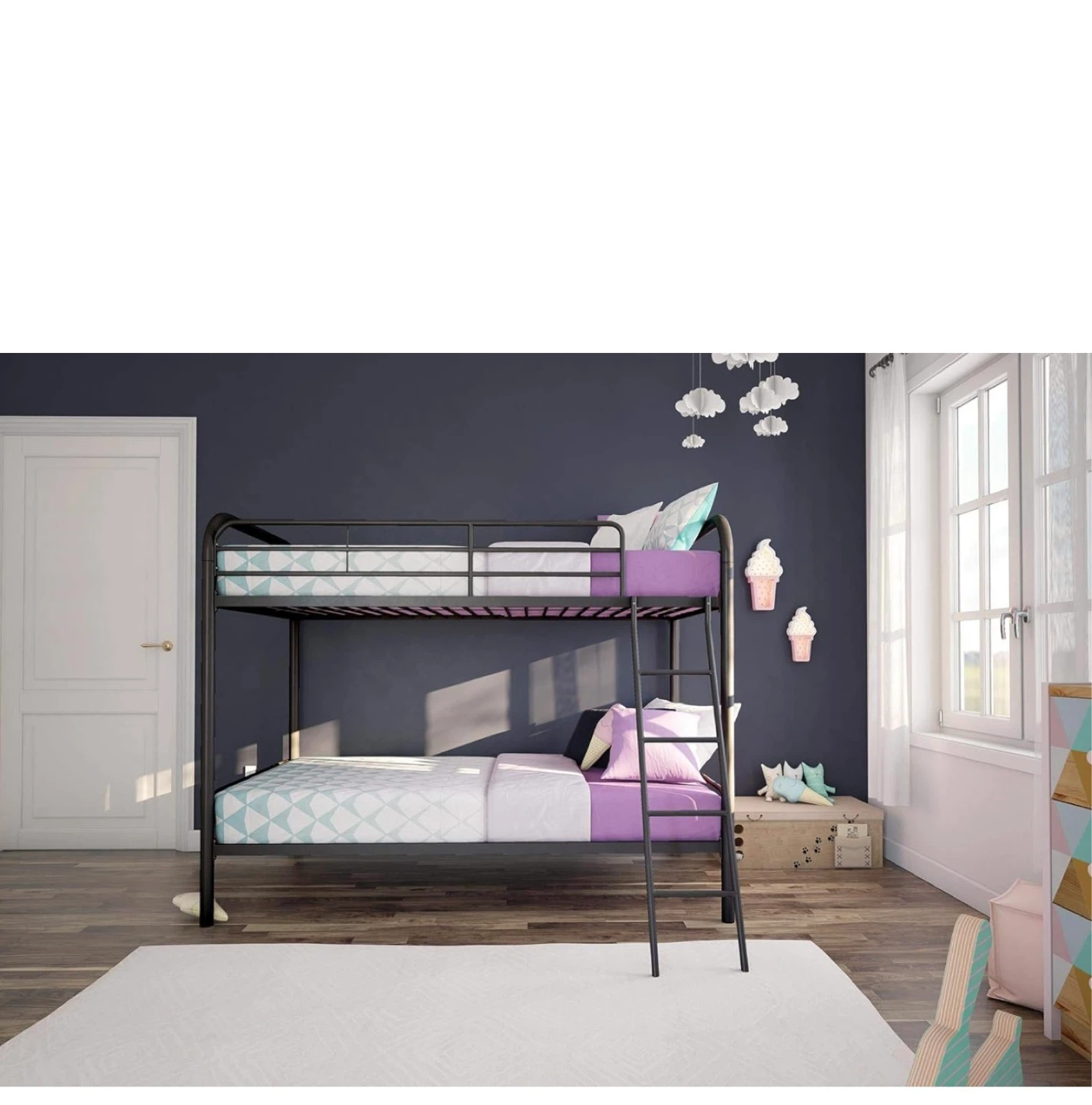 Modern Black Metal Twin/Twin Bunk Bed