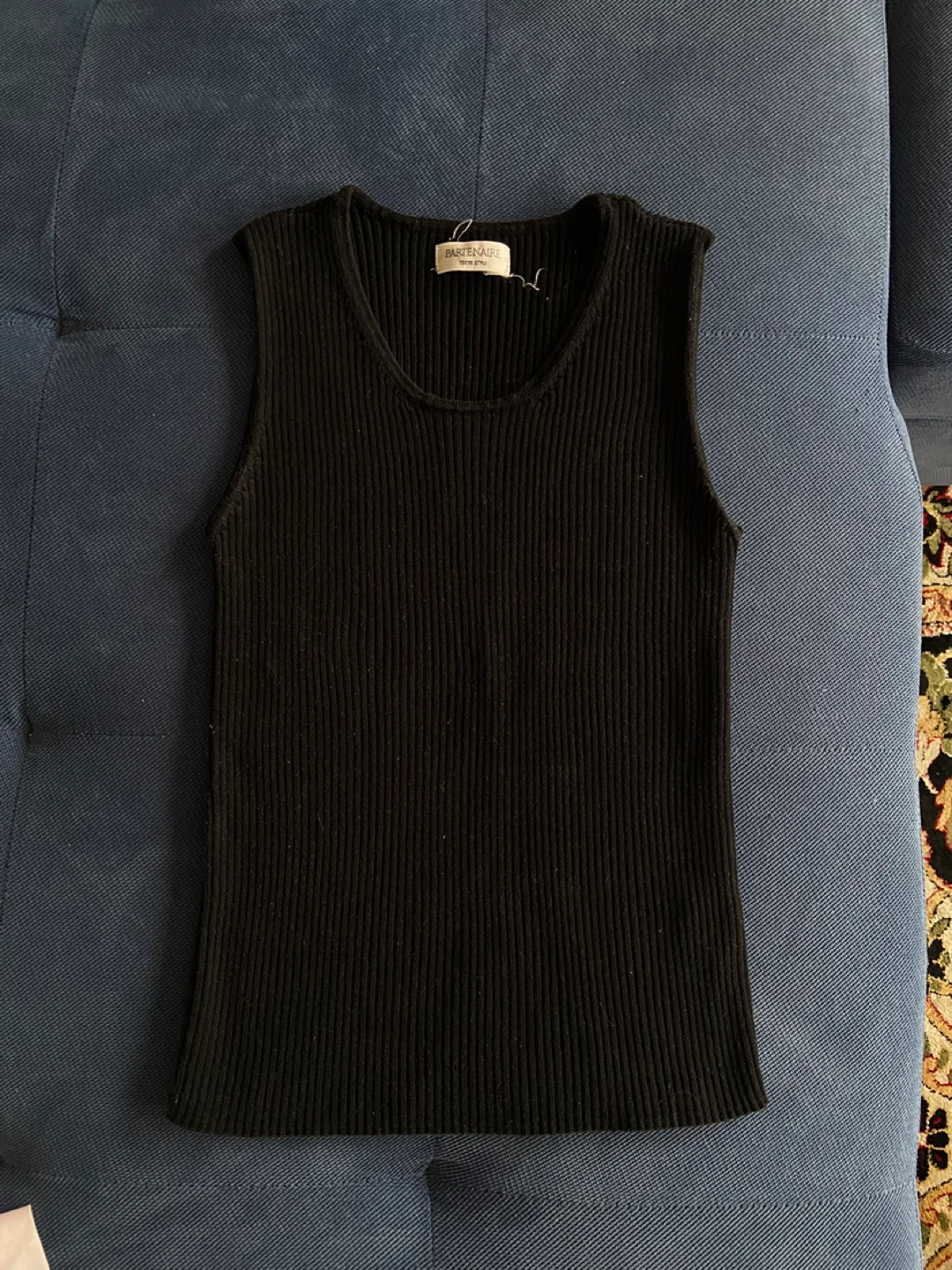Partenaire Black Ribbed Sleeveless Tank Top