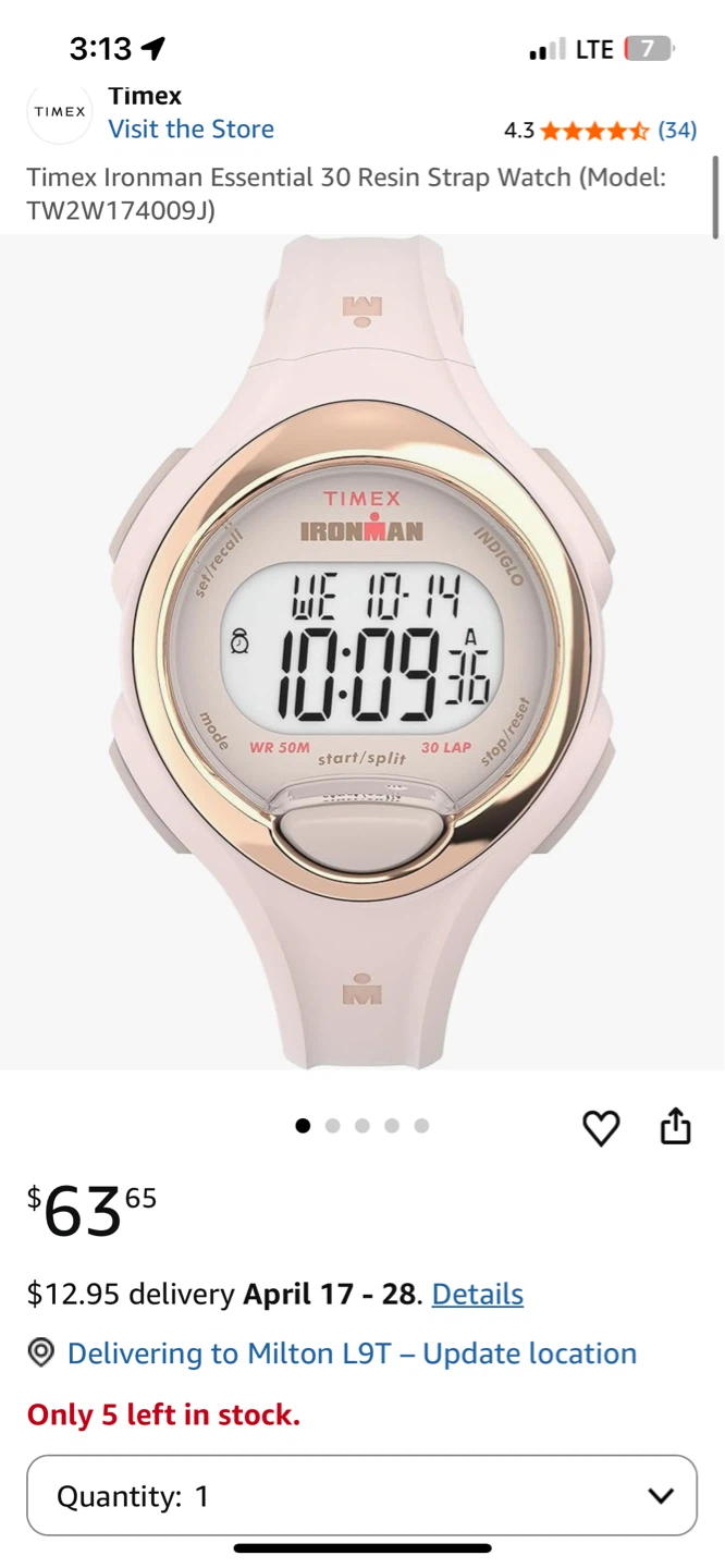 Timex Ironman Essential 30 Resin Strap Watch