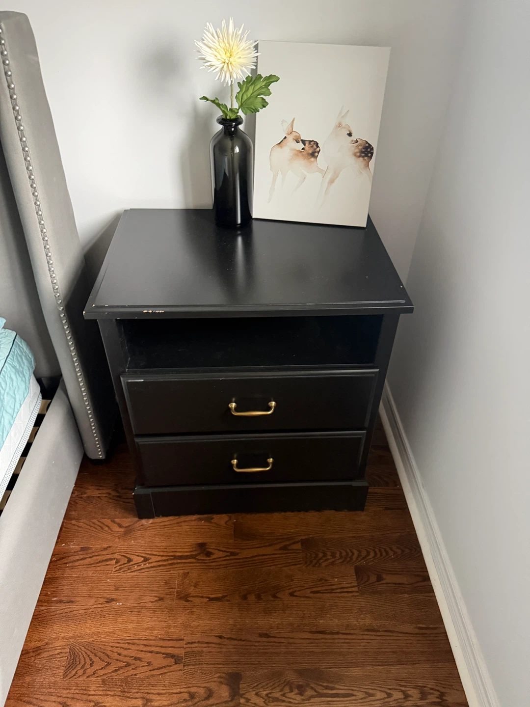 Black 3-Drawer Nightstand