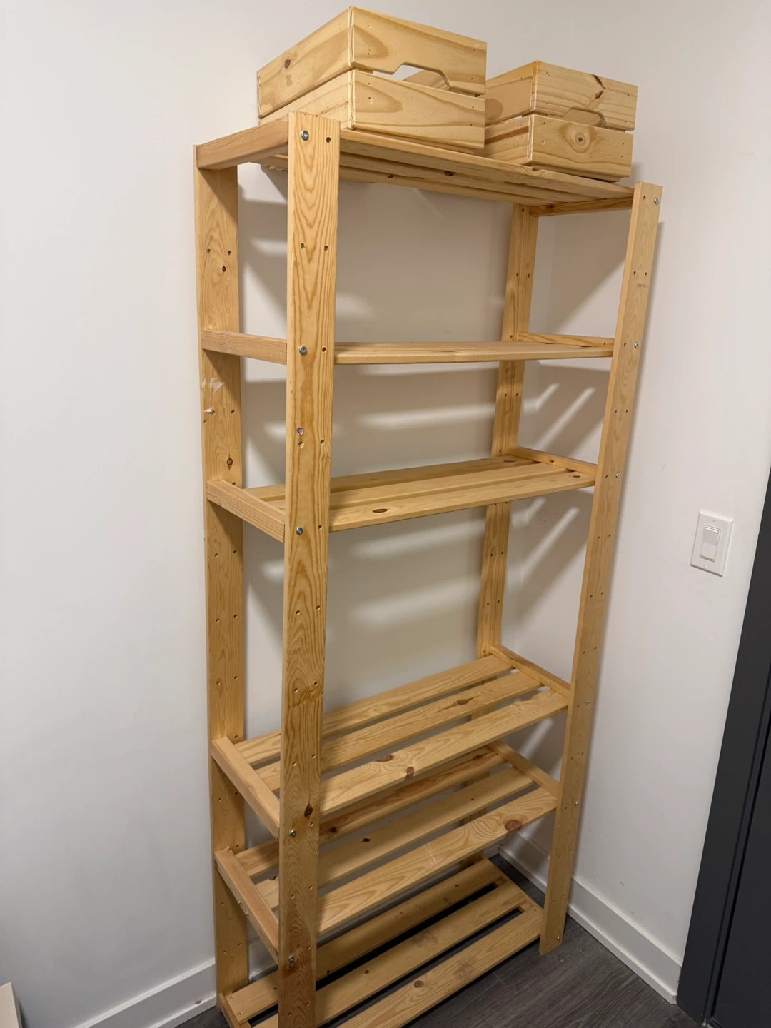 IKEA shelving with 2 bins