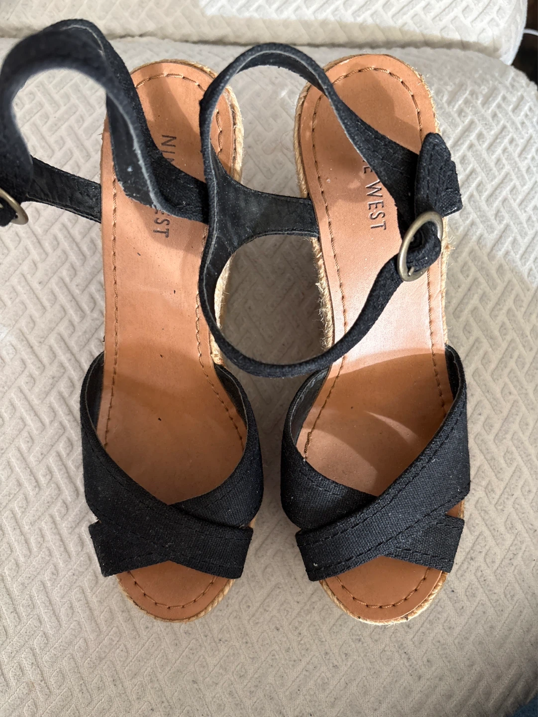 Nine West Black Wedge Espadrille Sandals