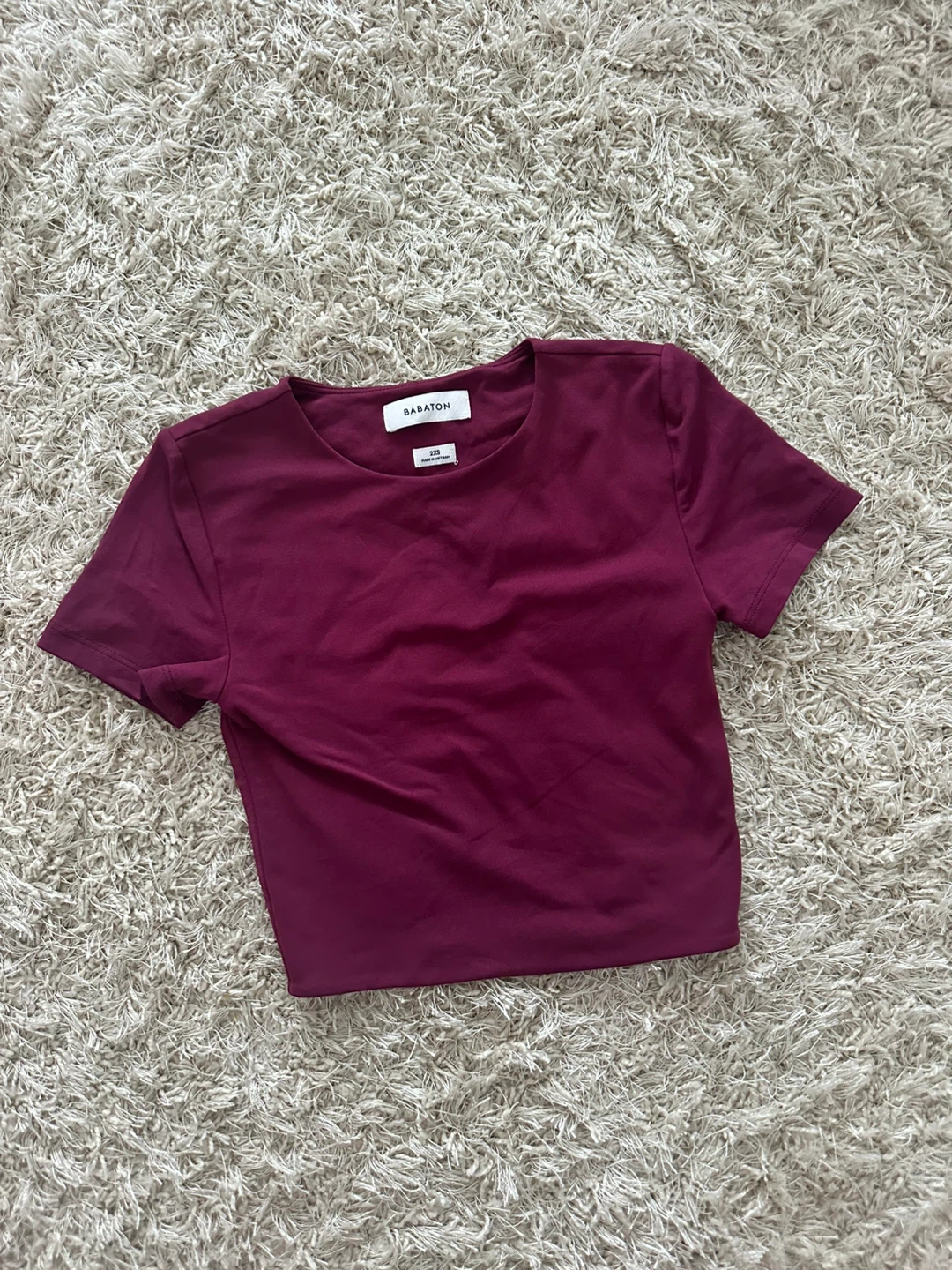 Babaton Burgundy Cropped T-Shirt