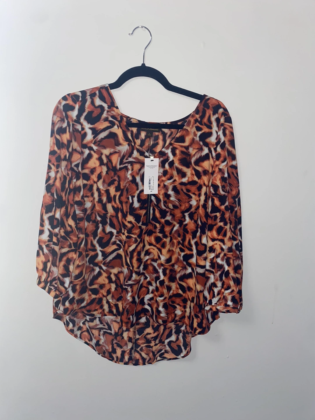 Women's Leopard Print Cold Shoulder Top - Size Medium