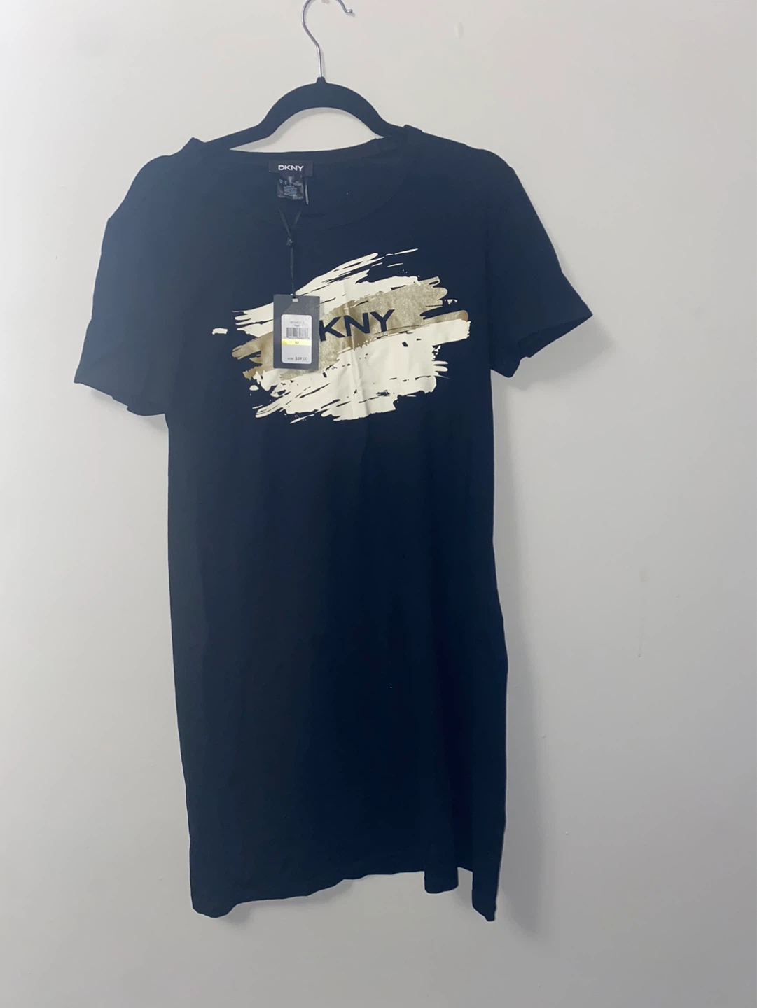 DKNY Black Graphic T-Shirt Dress
