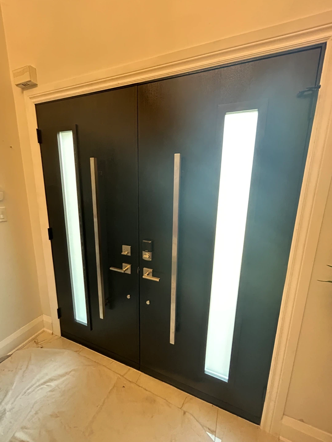 Black Double Entry Fibreglass Doors with Frosted Glass - photo 2