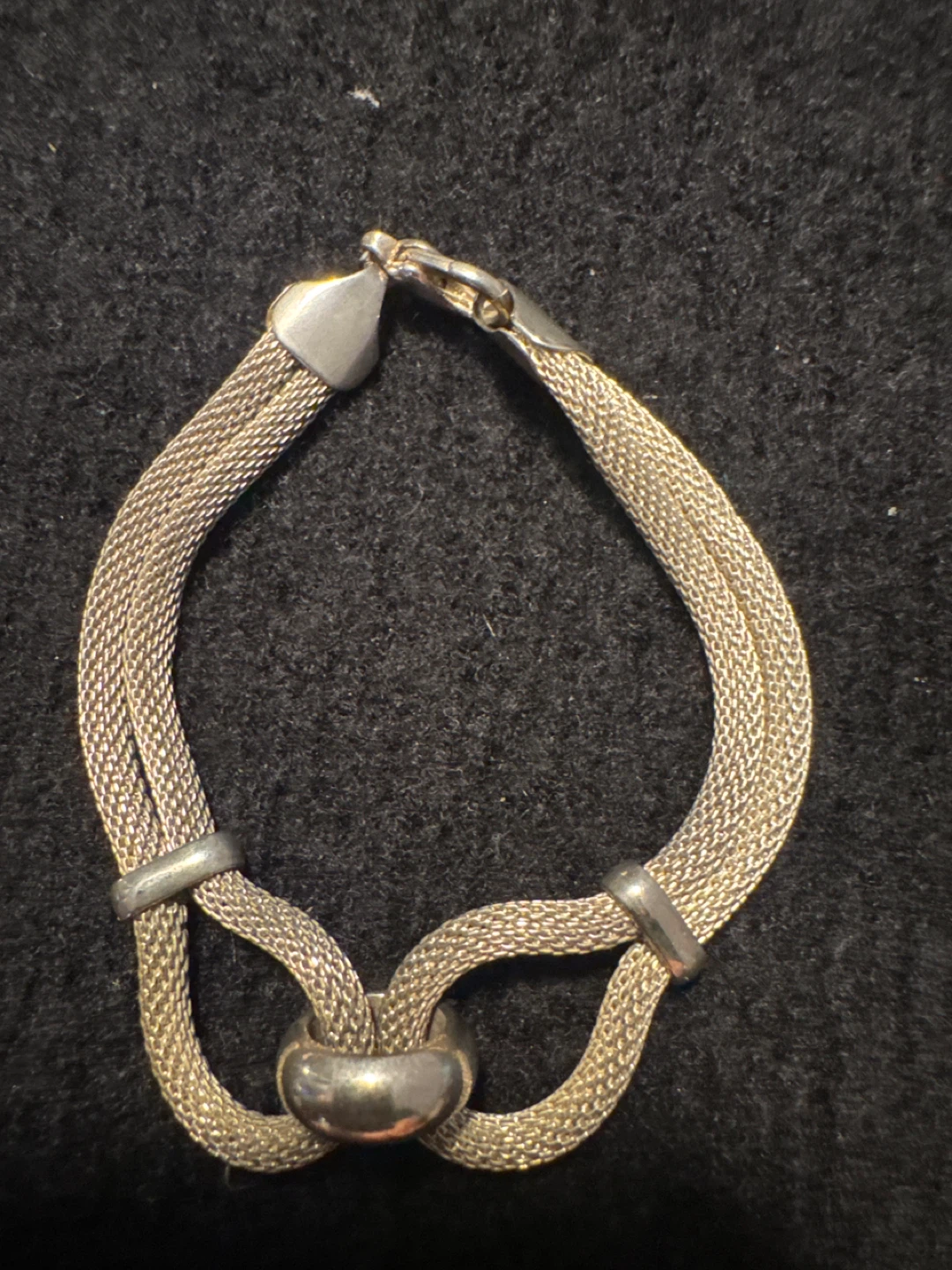 Vintage Mesh Link Bracelet with Ball Accent