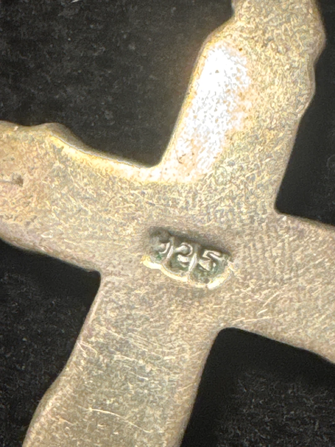 Vintage Sterling Silver Turquoise Cross Pendant - photo 2